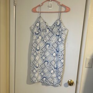 Blue and White Patterned Dress